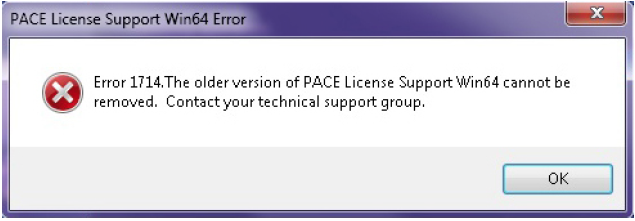 Error window: The older version of License Support cannot be removed.